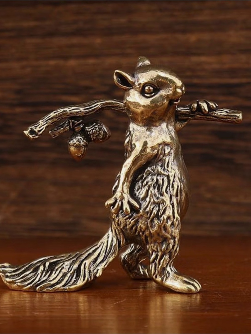 1 Antique Squirrel Ornament Solid Copper Statue Copper Squirrel Nut Figurine